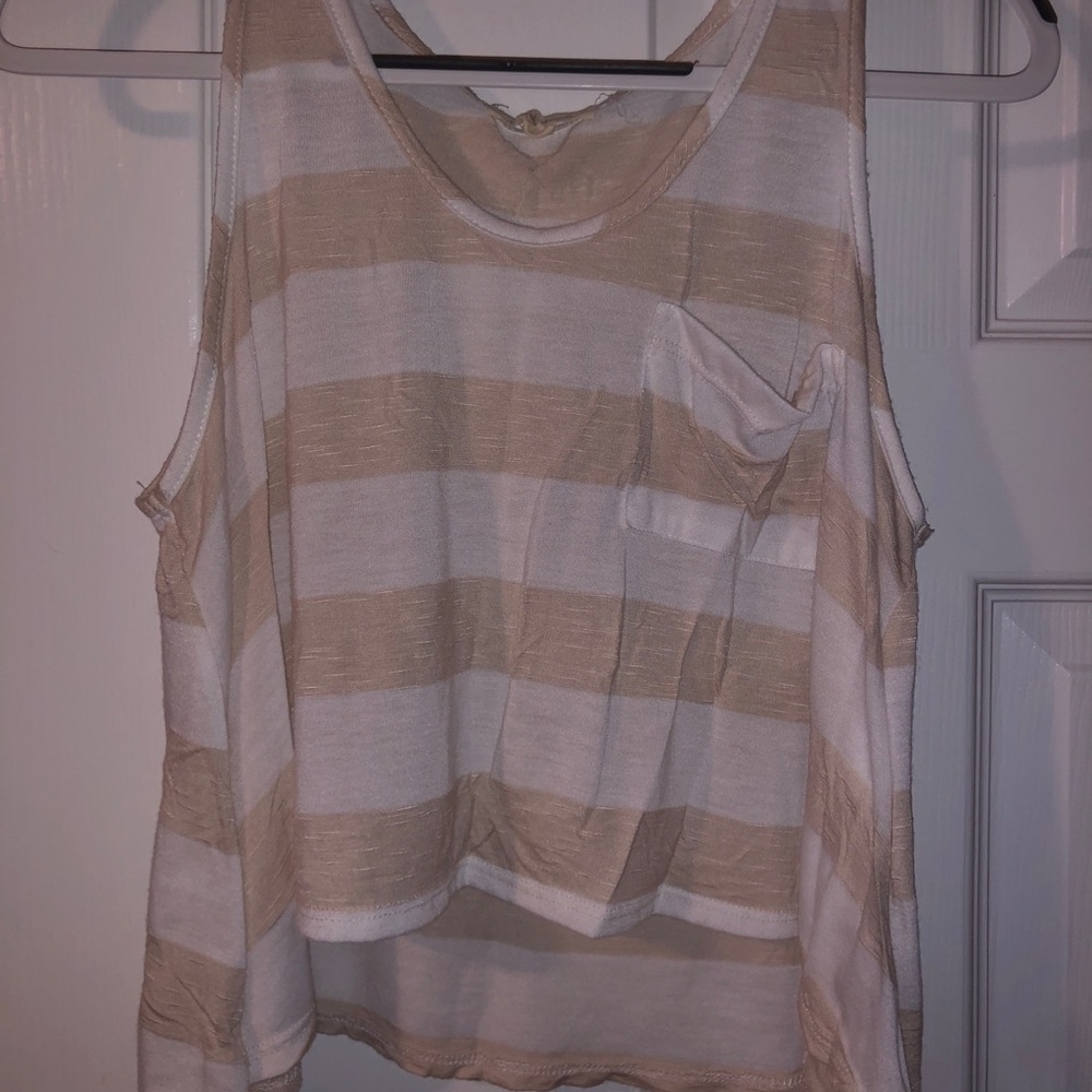 Painted threads medium cream and tan blouse